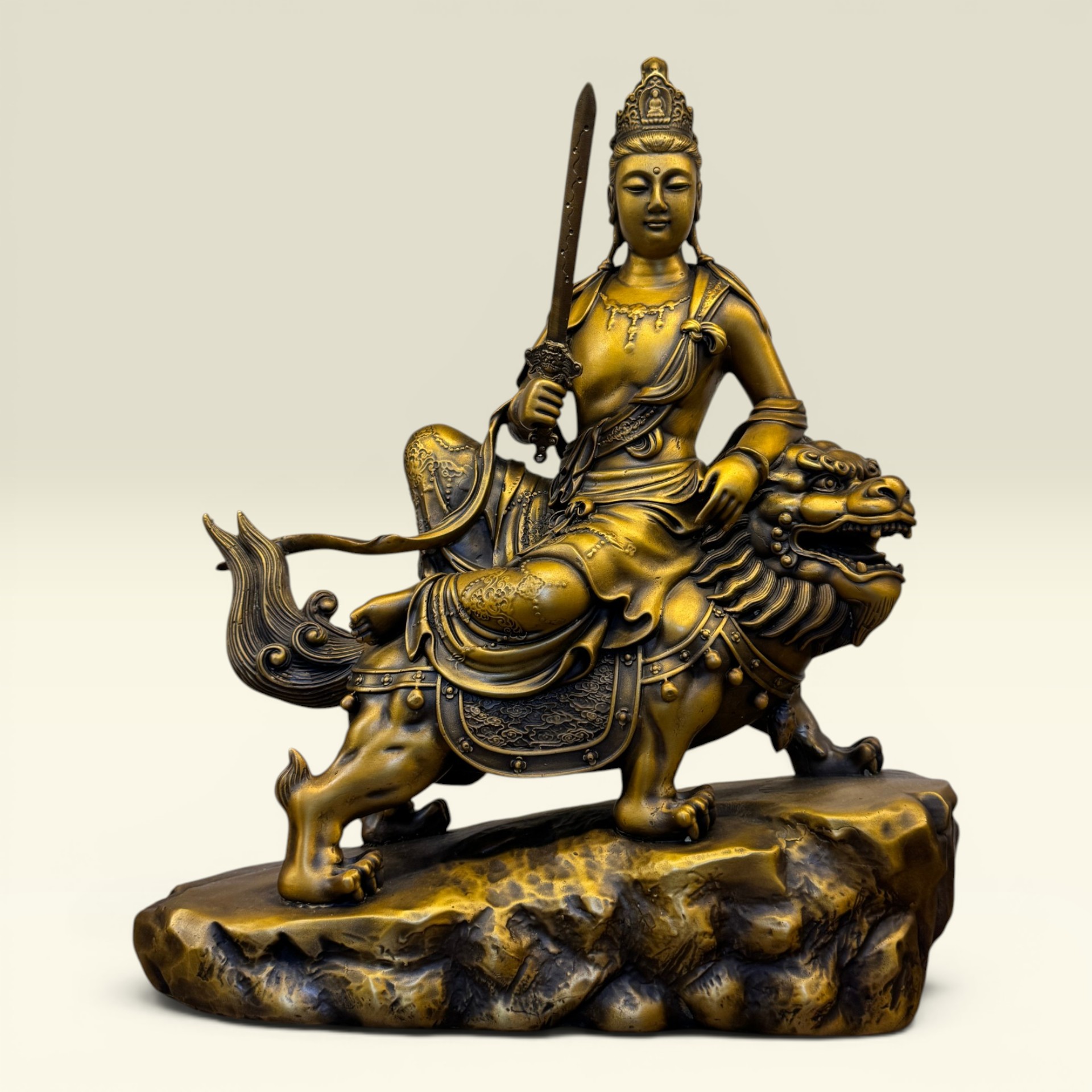 Tôn Tượng Văn Thù Sư Lợi Bồ Tát Bằng Đồng Cao 40cm