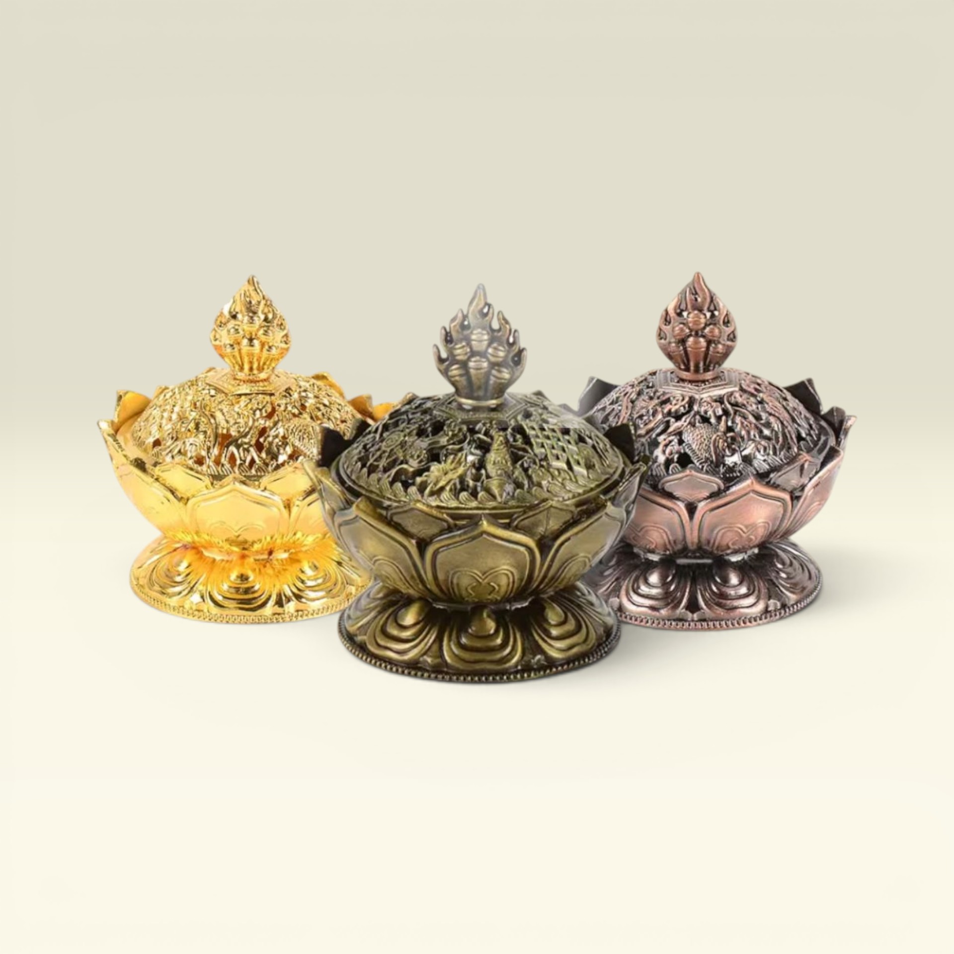 Lư Xông Trầm Mini Hợp Kim Hoa Sen (6.9cm)