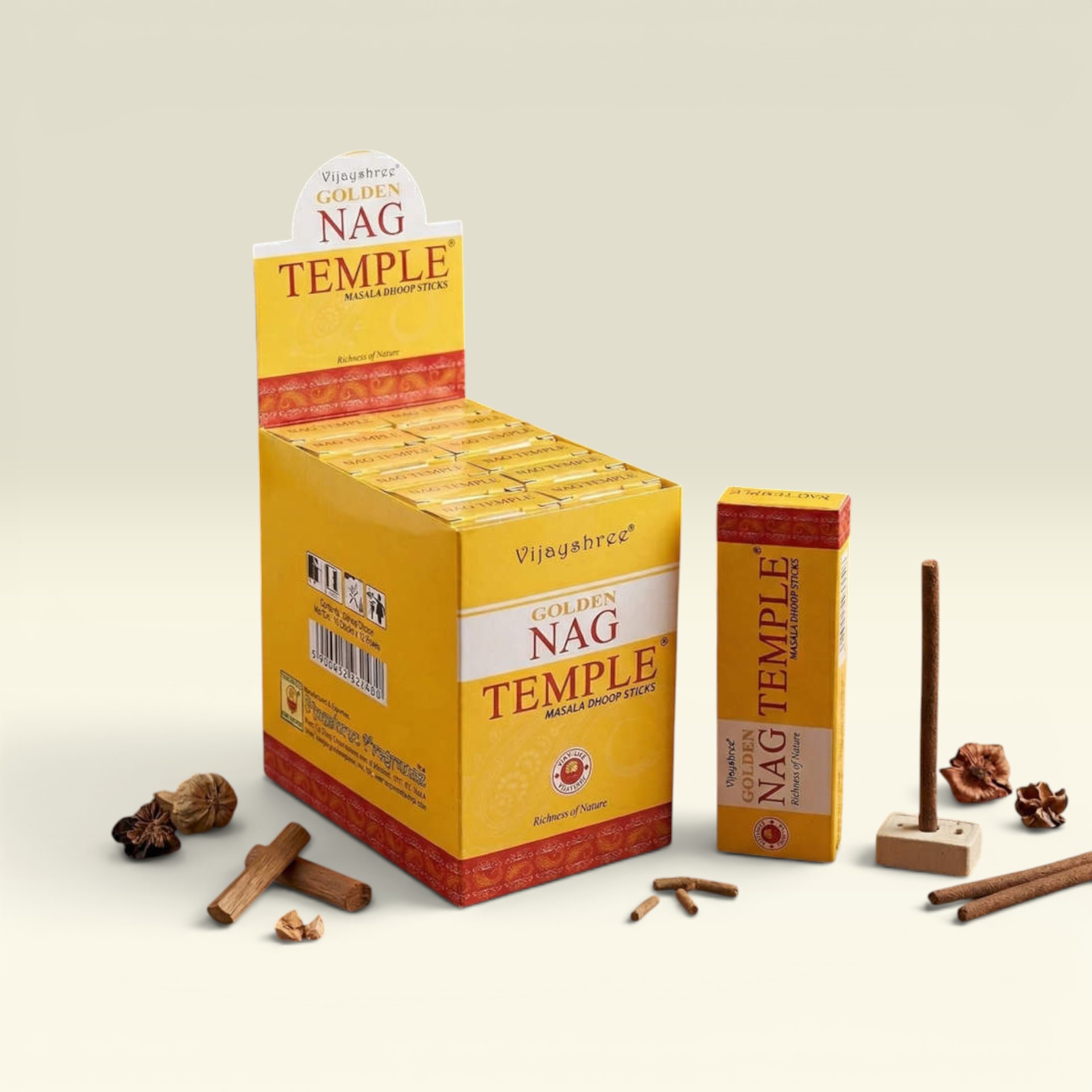 Nhang Dhoop Ấn Độ Golden Nag Temple – Không Lõi Tre – 100% Thảo Mộc – Vijayshree