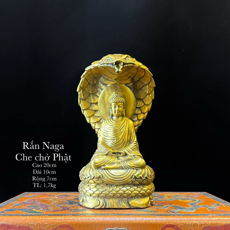 Tượng Phật Rắn NAGA Che Chở Phật Thích Ca- Tượng Phật Rắn Bằng Đồng - Vạn Kim Đại Cát