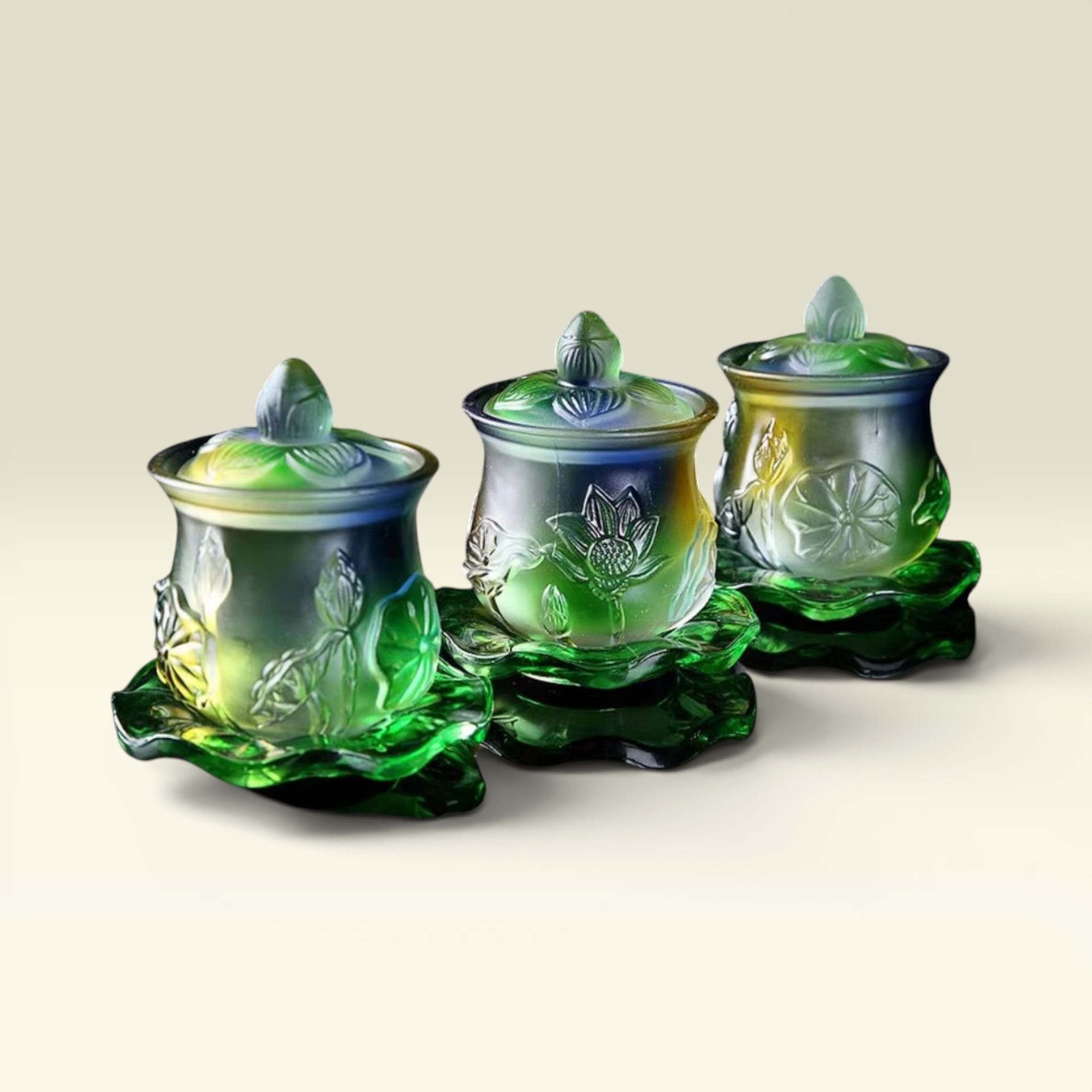 Chum Nước Thờ Cúng Lưu Ly Xanh Ngọc 9.2cm – Vật Phẩm Tâm Linh Bàn Thờ Phật, Gia Tiên