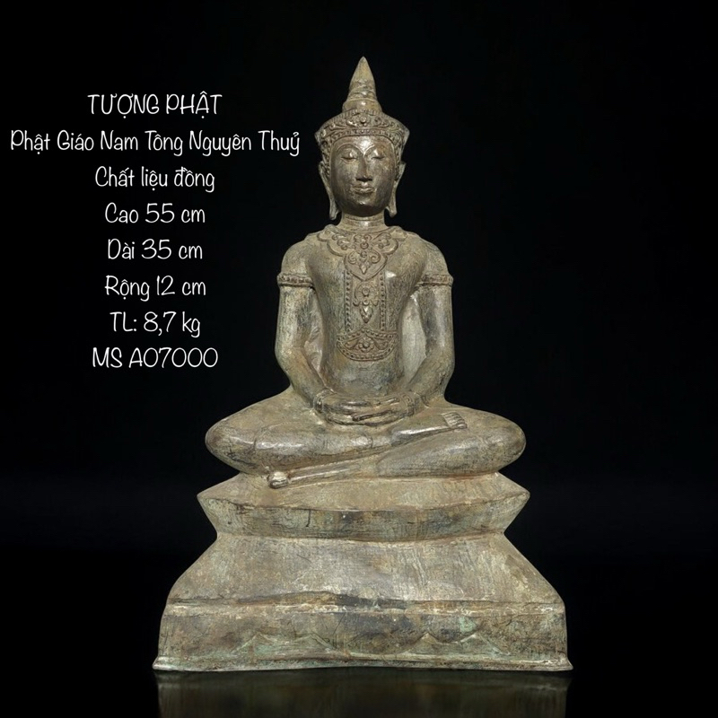 Tượng Phật Bổn Sư Thích Ca- Phật Diện Xưa Phật Giáo Nam Tông- Tượng Phật Đồng Cao Cấp - Vạn Kim Đại Cát