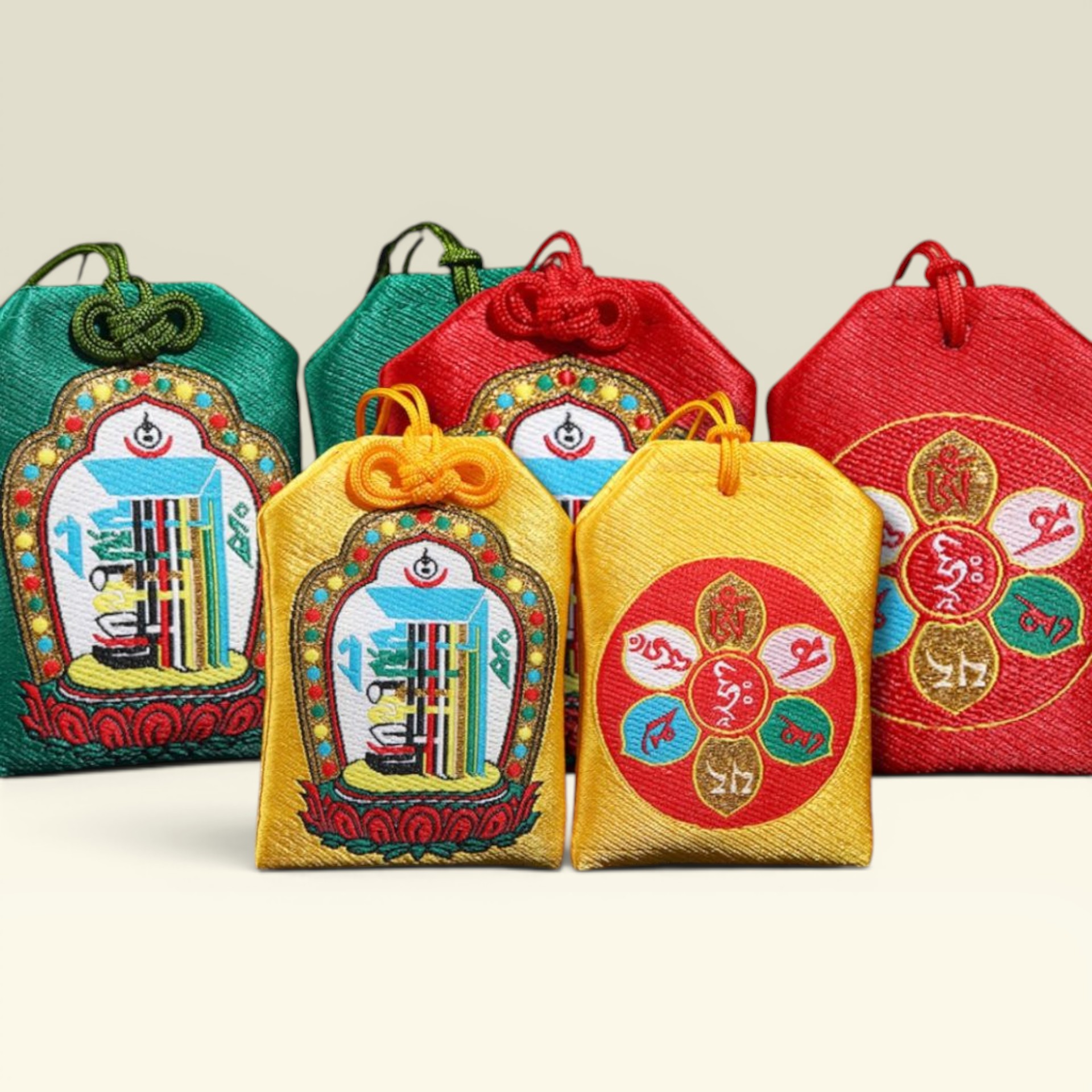 Túi Phước Kalachakra (Kim Cang Thời Luân) Vải Thêu - Bình An, May Mắn