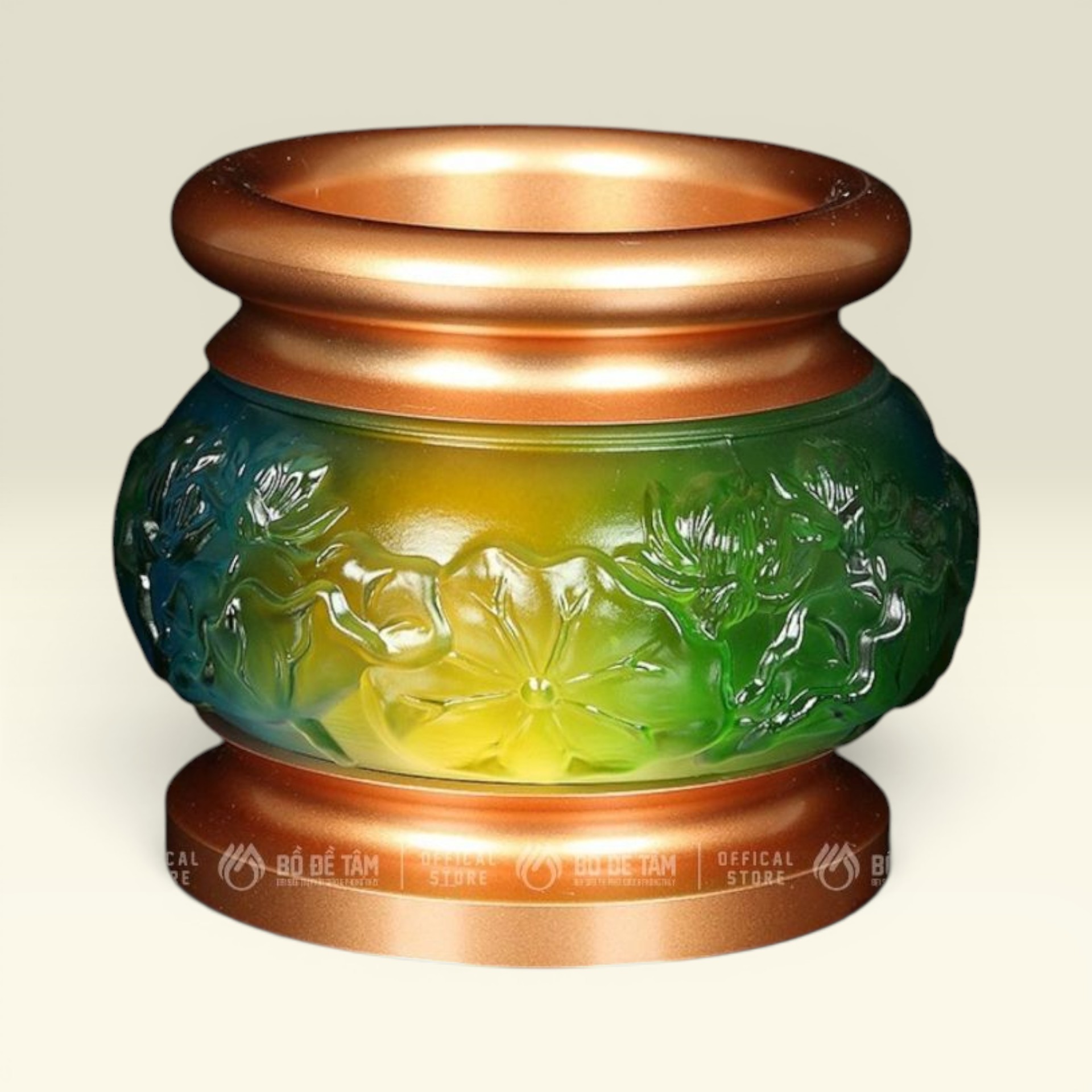 Lư Hương Lưu Ly Xanh Đồng – Đồ Thờ Cúng Cao Cấp Cho Bàn Thờ Phật, Gia Tiên – Vạn Kim Đại Cát