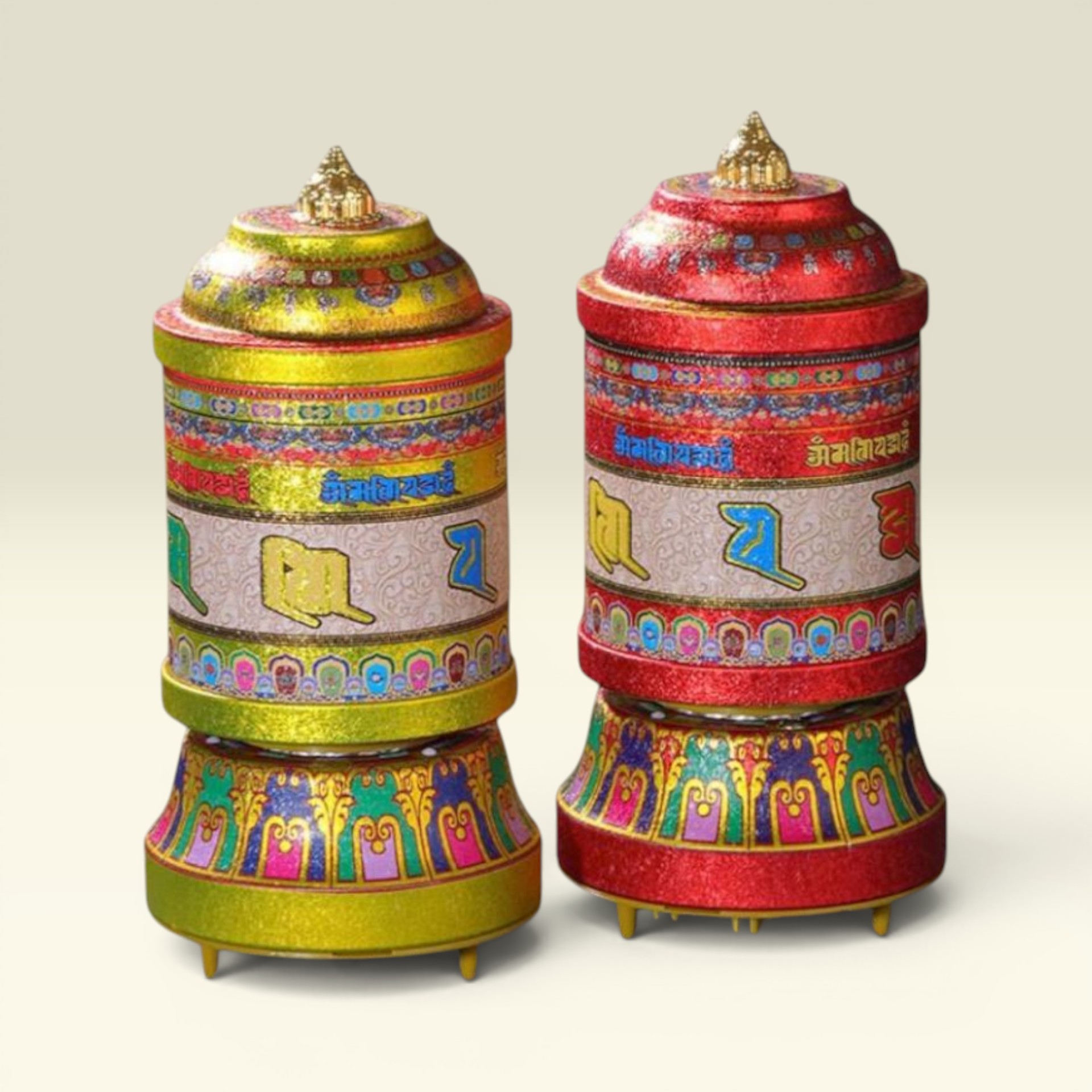 Kinh Luân Điện, Mani Luân Xoay Thần Chú Om Mani Size 21cm, 30cm | Vạn Kim Đại Cát