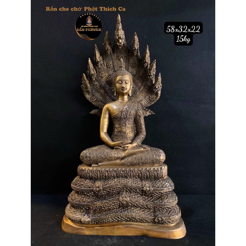 Tượng Đồng Xưa Rắn NAGA Che Chở Phật Thích Ca Tc58cmtl - Vạn Kim Đại Cát