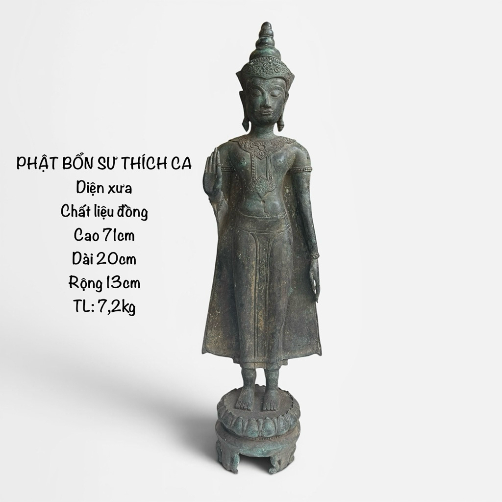 Tượng Phật Phật Bổn Sư Thích Ca Diện Xưa- Tượng Đồng Thờ Cúng - Tượng Phật Thái Lan - Vạn Kim Đại Cát