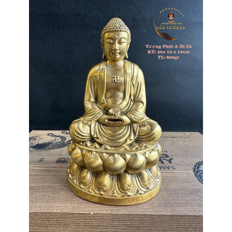 Tượng Phật Tôn Tượng Phật A Di Đà - Add20cm Đồng Cao Cấp - Vạn Kim Đại Cát