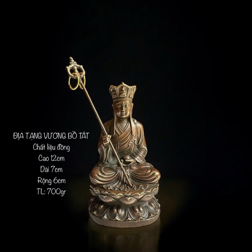 Tượng Bồ Tát Địa Tạng Vương Bồ Tát- Tượng Đồng Thờ Cúng- Tượng Phật Tôn Trí Ô Toi - Vạn Kim Đại Cát
