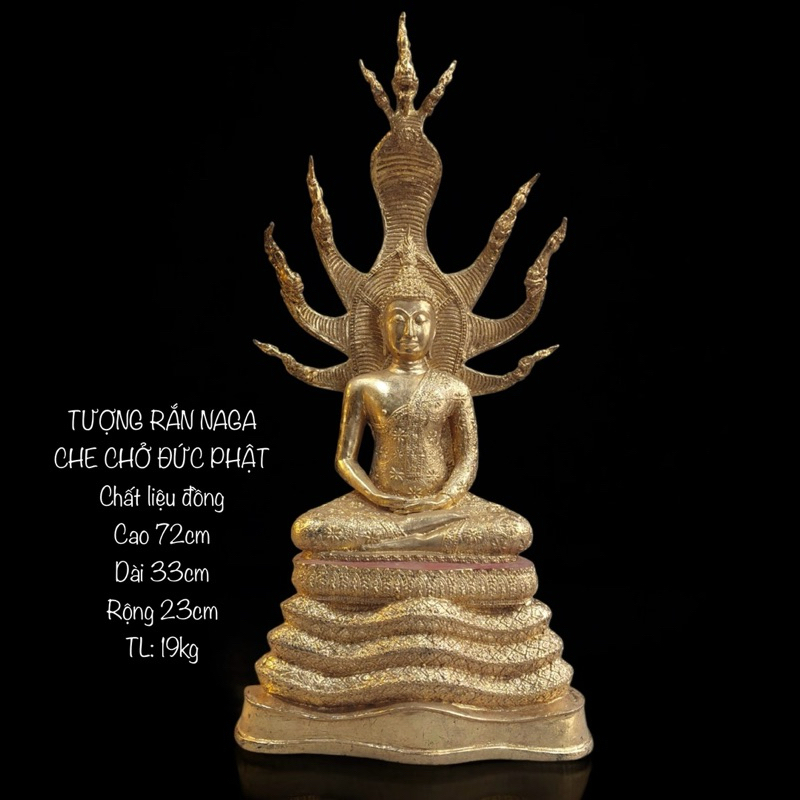 Tượng Phật Rắn NAGA Che Chở Đức Phật- Tượng Đồng Thờ Cúng - Vạn Kim Đại Cát