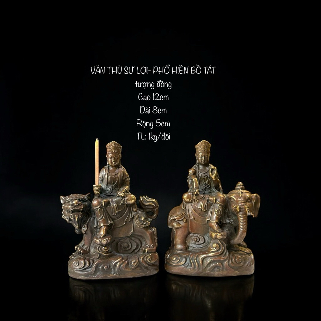 Tượng Bồ Tát Phật Văn Thù Sư Lợi- Phổ Hiền Bồ Tát- Tượng Đồng Phong Thuỷ Thờ Cúng - Vạn Kim Đại Cát