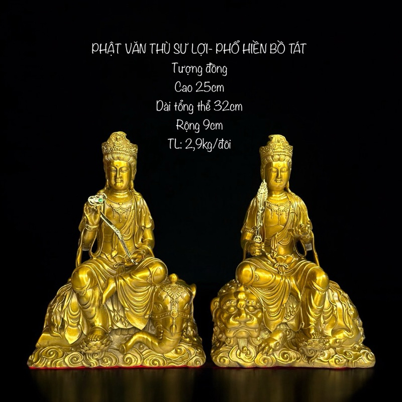 Tượng Bồ Tát Phật Văn Thù Sư Lợi- Phổ Hiền Bồ Tát- Tượng Đồng Thờ Cúng - Vạn Kim Đại Cát