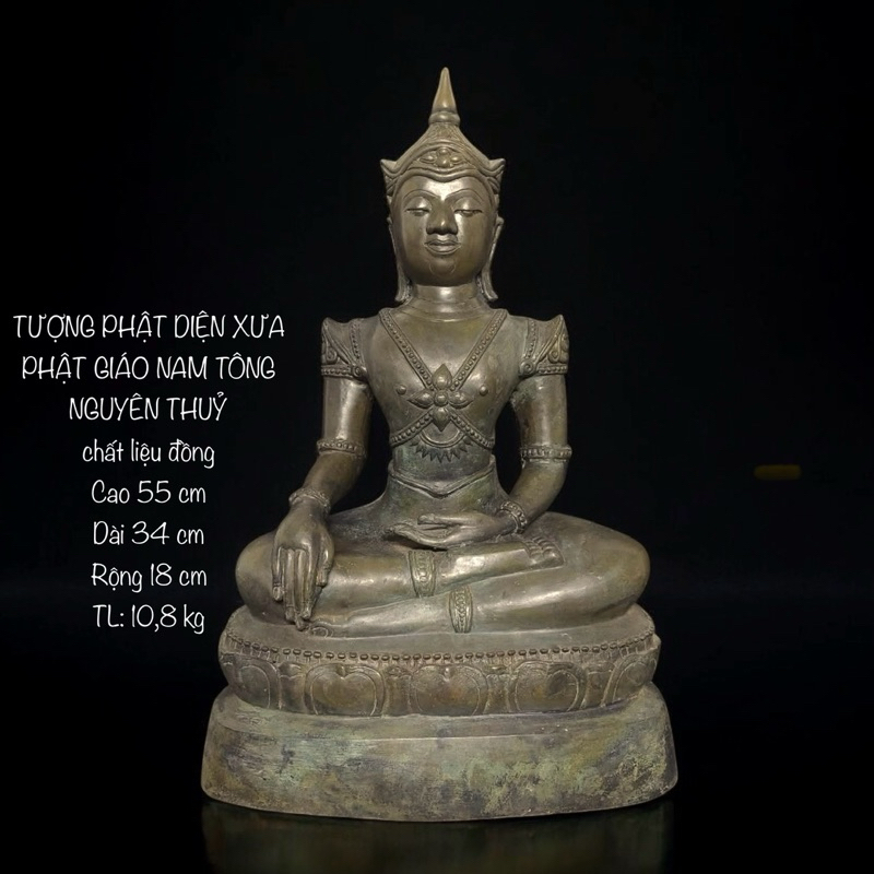 Tượng Phật Phật Bổn Sư Thích Ca Diện Xưa- Phật Giáo Nam Tông - Tượng Đồng Thờ Cúng - Vạn Kim Đại Cát