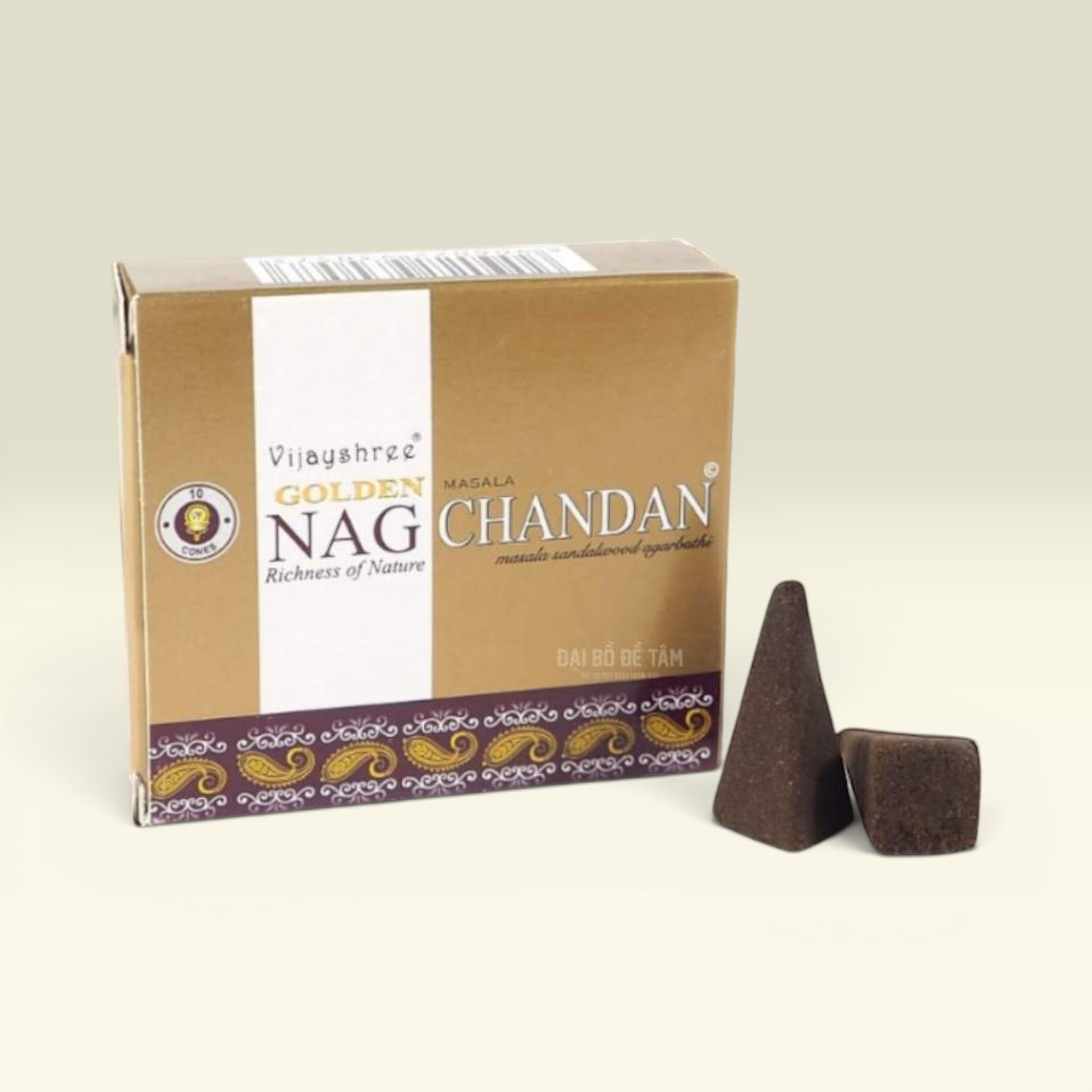 Nhang Trầm Nụ Ấn Độ Nag Golden Chandan Masala (Hộp 10 Nụ)