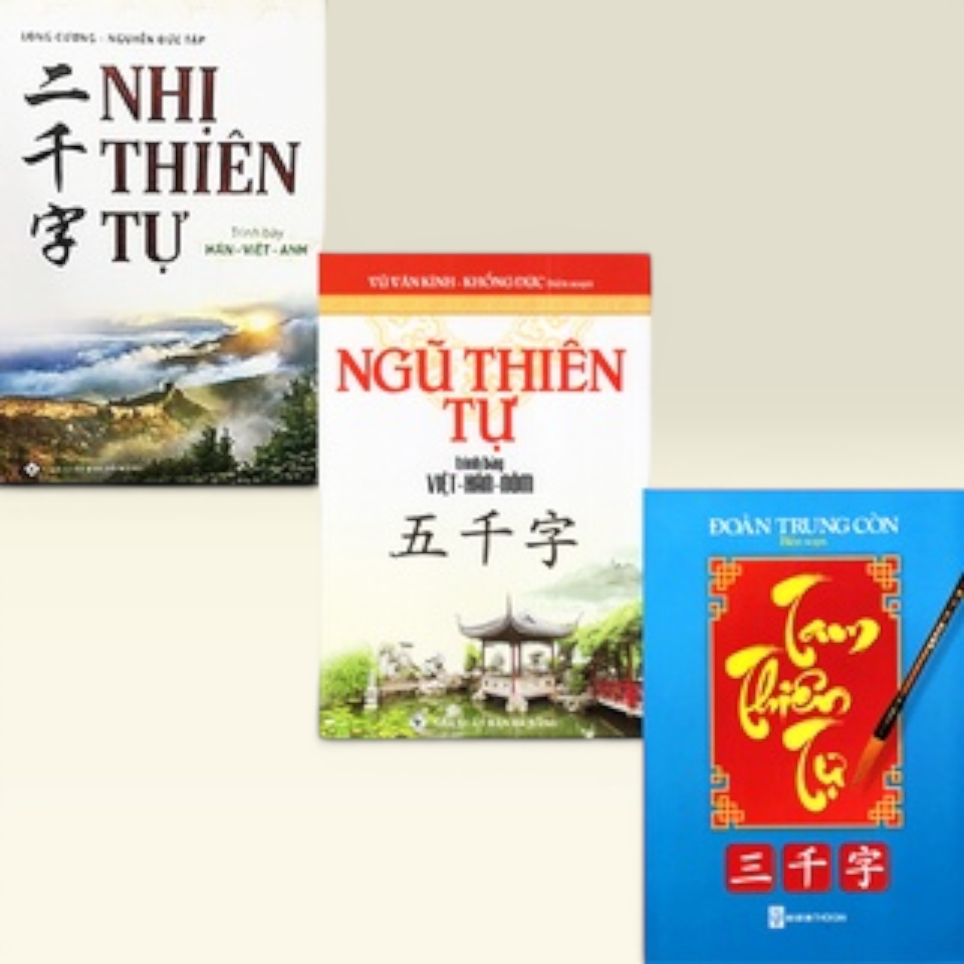 Sách Combo 3 Cuốn Hán - Việt - Nôm: Nhị Thiên Tự + Tam Thiên Tự + Ngũ Thiên Tự - Vạn Kim Đại Cát