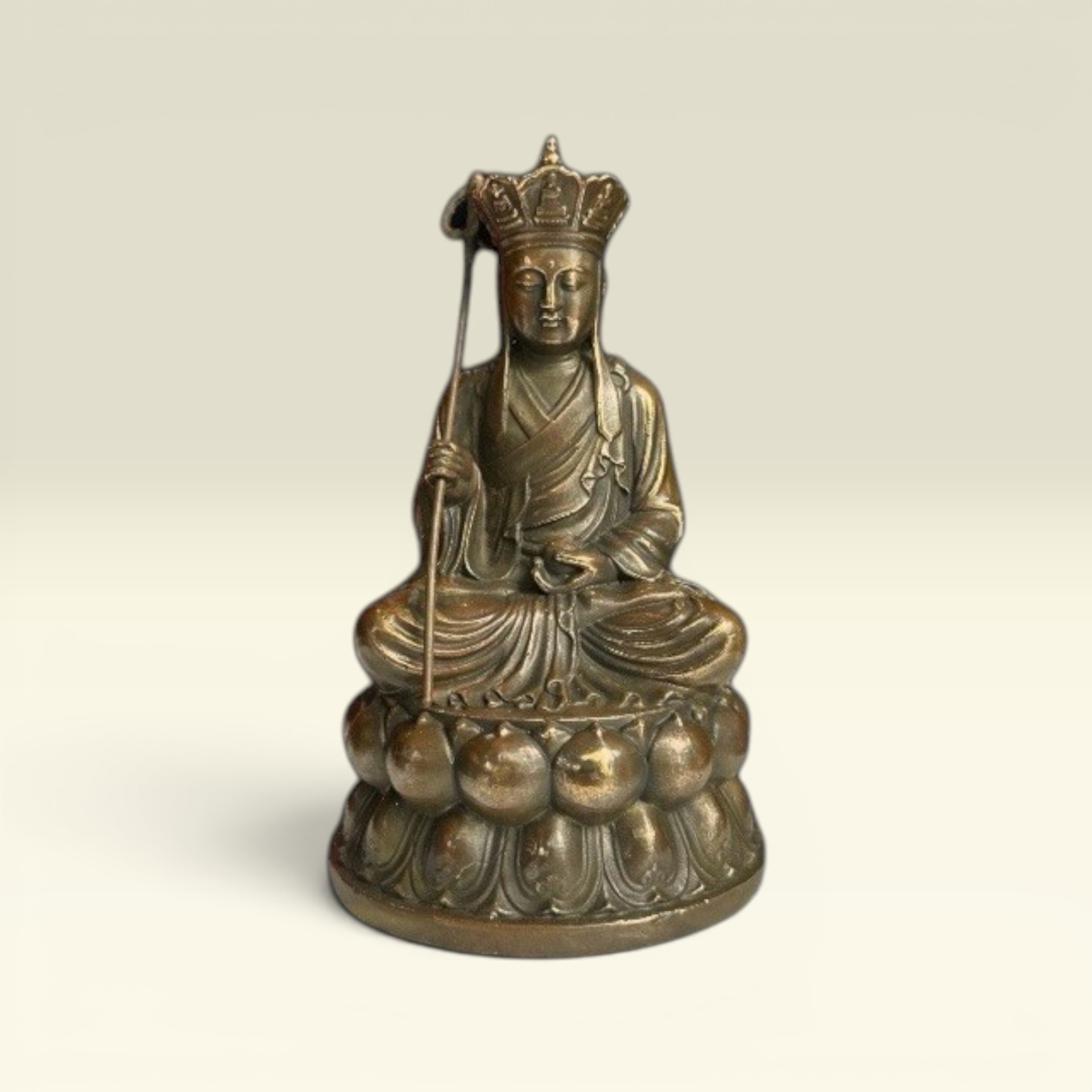 Tượng Bồ Tát Địa Tạng Vương Bồ Tát, Tượng Phật Địa Tạng Vương Bằng Đồng Cao 20cm - Vạn Kim Đại Cát