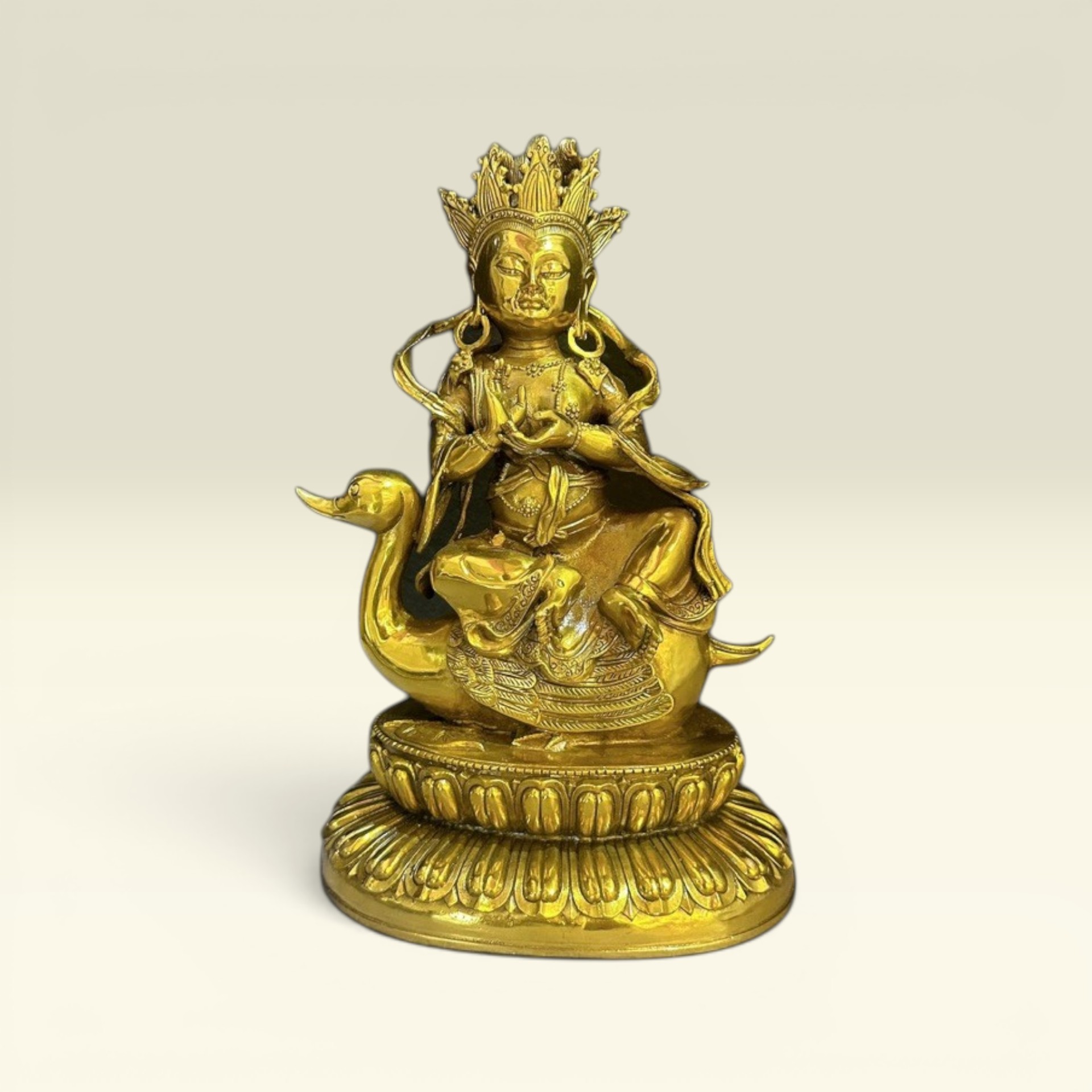 Tượng Phật TARA Cưỡi Ngỗng Bằng Đồng Cao 30cm, Tượng Mật Tông, Tượng Nepal, Kim Cang Thừa - Vạn Kim Đại Cát