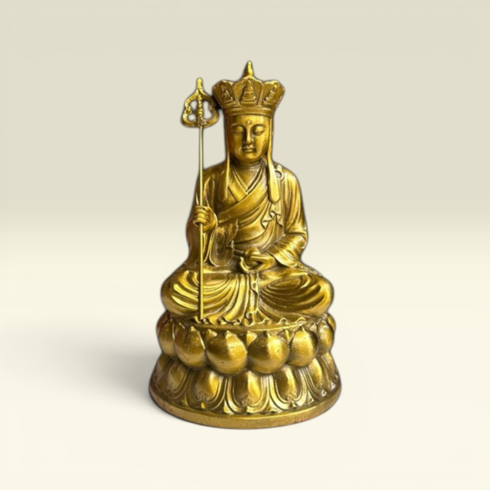 Tượng Bồ Tát Phật Địa Tạng Vương Bồ Tát, Tượng Phật Địa Tạng Vương Bằng Đồng Cao 20cm - Vạn Kim Đại Cát