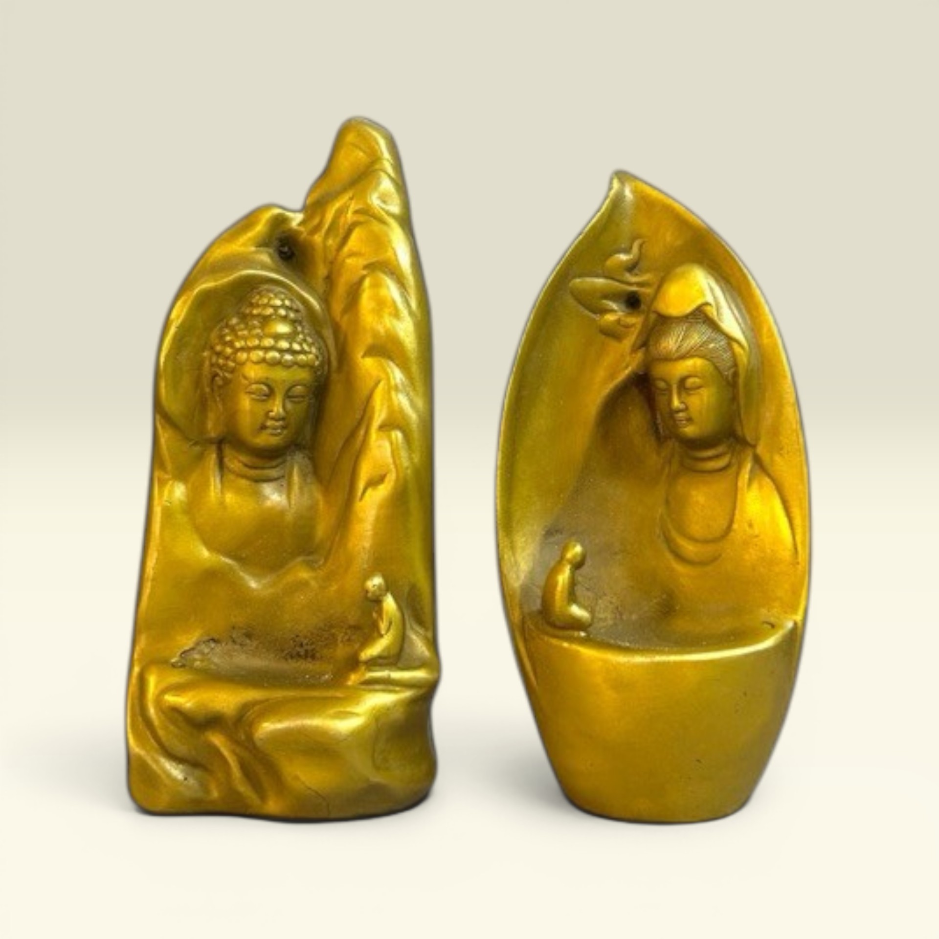 Tượng Bồ Tát Lư Xông Trầm Thác Khói Phật A Di Đà - Phật Quan Thế Âm- Tượng Đồng Thờ Cúng - Vạn Kim Đại Cát