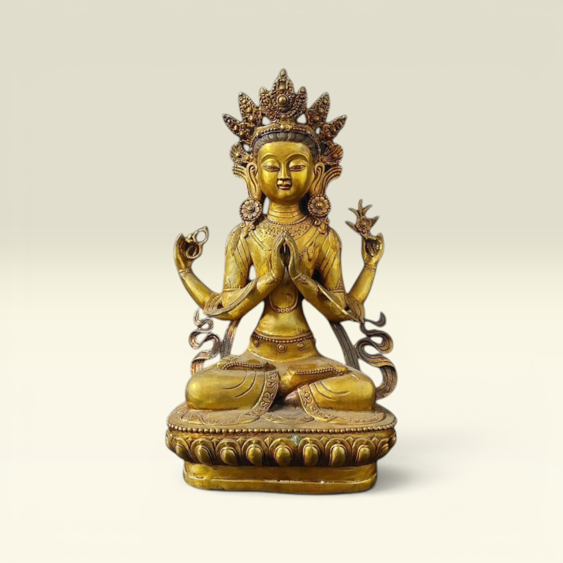 Tượng Phật Mật Tông- Đức Phật Quan Âm Tứ Thủ- Tượng Phật Bằng Đồng - Vạn Kim Đại Cát