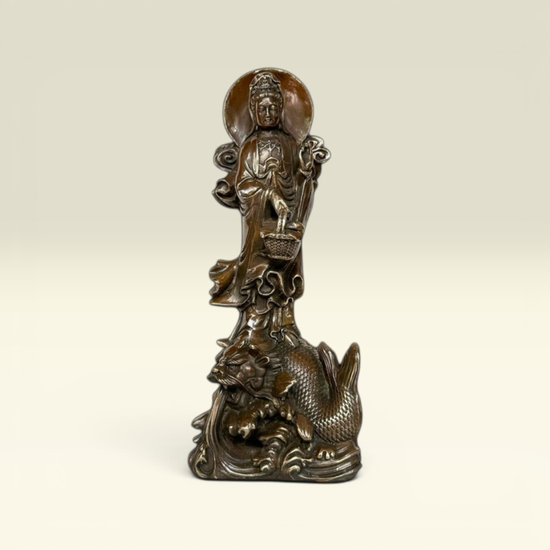 Tượng Bồ Tát Phật Quan Âm Long Hải - Quan Âm Cưỡi Rồng- Tượng Đồng Thờ Cúng - Vạn Kim Đại Cát