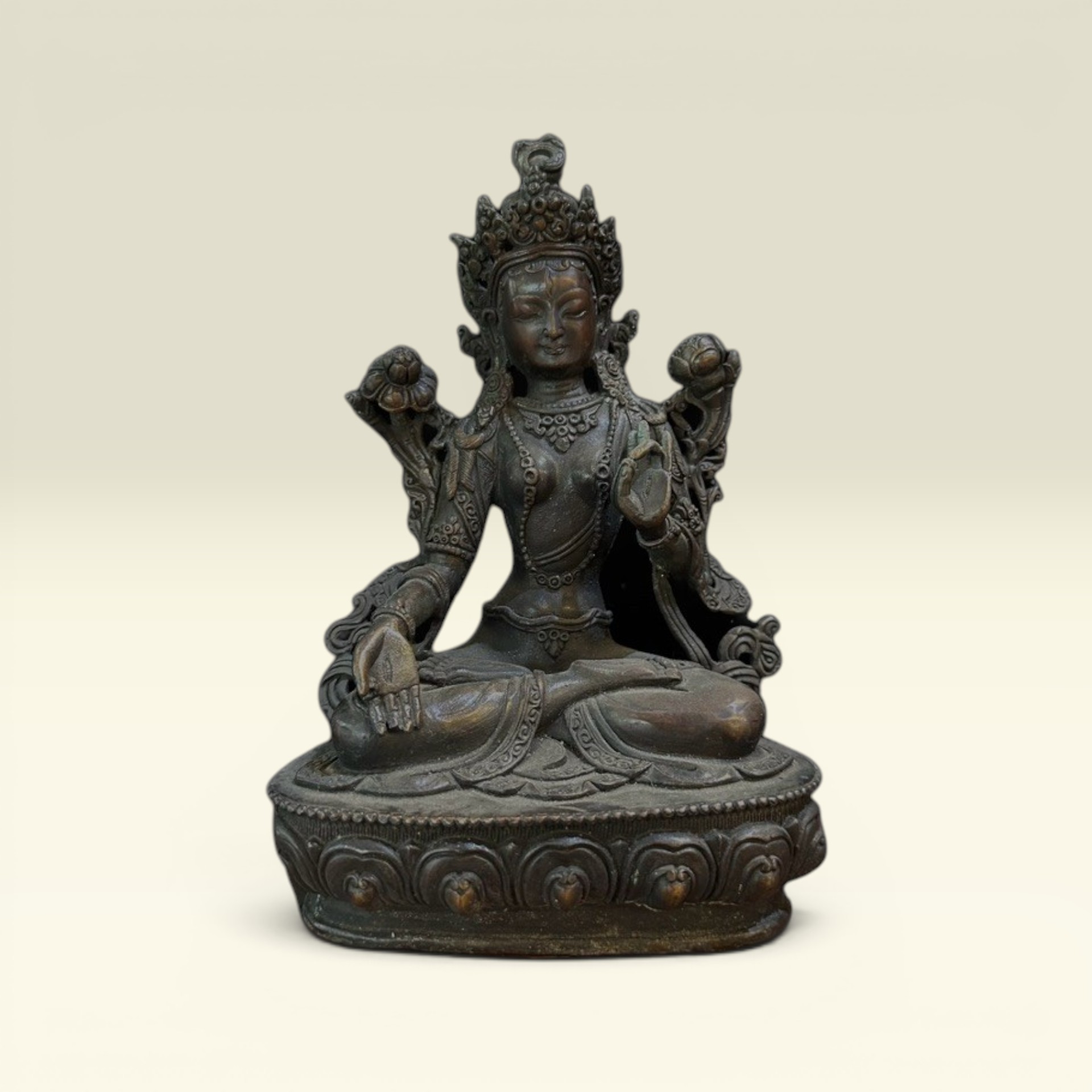 Tượng Phật TARA Bạch Độ Mẫu, Tượng Phật Mật Tông Bằng Đồng, Kim Cang Thừa - Vạn Kim Đại Cát