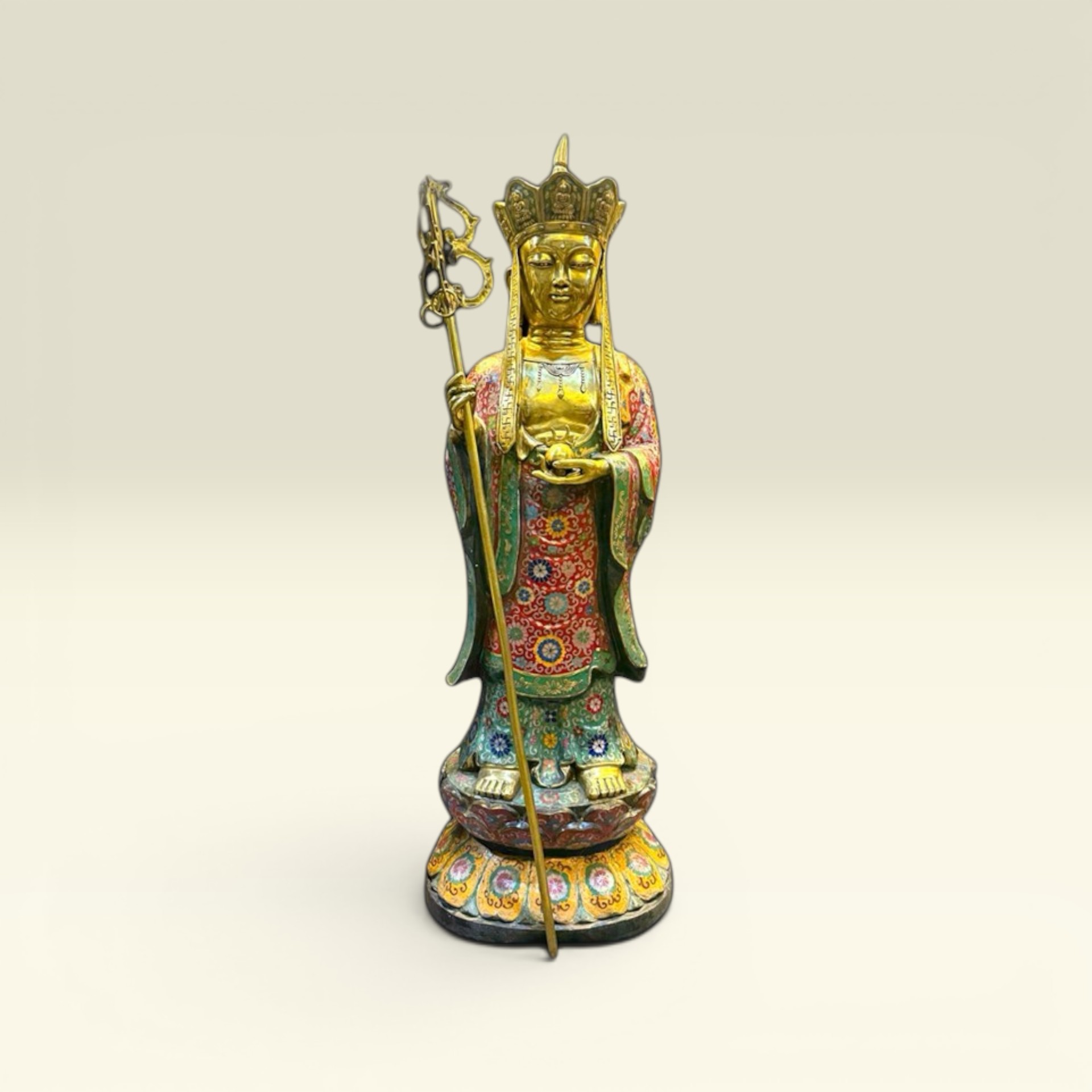 Tượng Bồ Tát Địa Tạng Vương Bồ Tát - Tượng Đồng Pháp Lam- Tượng Phật Thờ Cúng - Vạn Kim Đại Cát