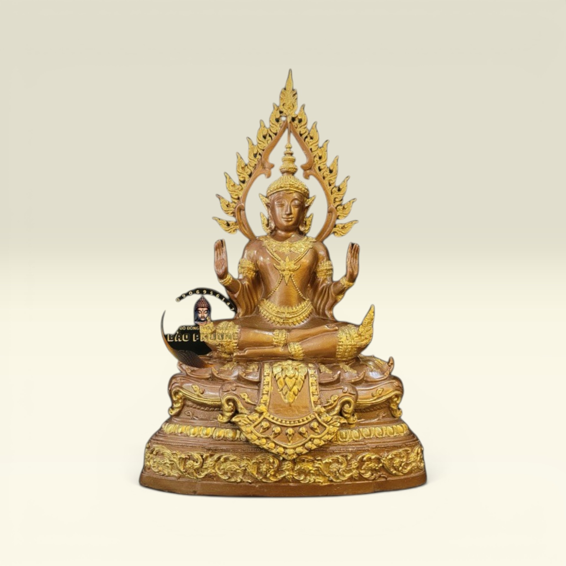 Tượng Phật Phật Thích Ca Nam Tông Bằng Đồng- Vô Uý Ấn Thủ, Phật Bổn Sư, Tượng Phật Thái - Vạn Kim Đại Cát